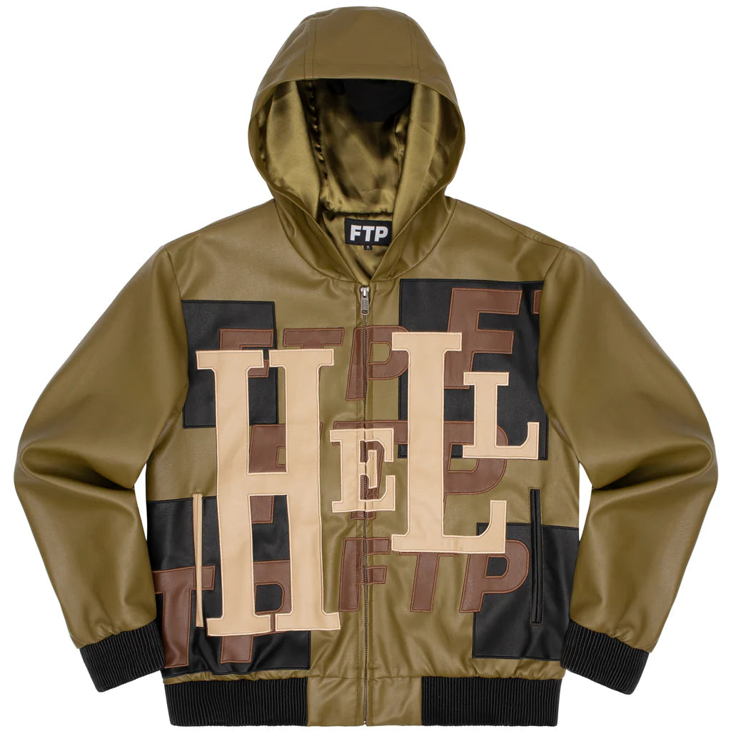 FTP Hell Leather Hooded Zip-up (Olive)