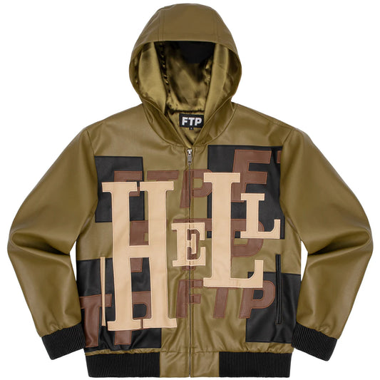 FTP Hell Leather Hooded Zip-up (Olive)