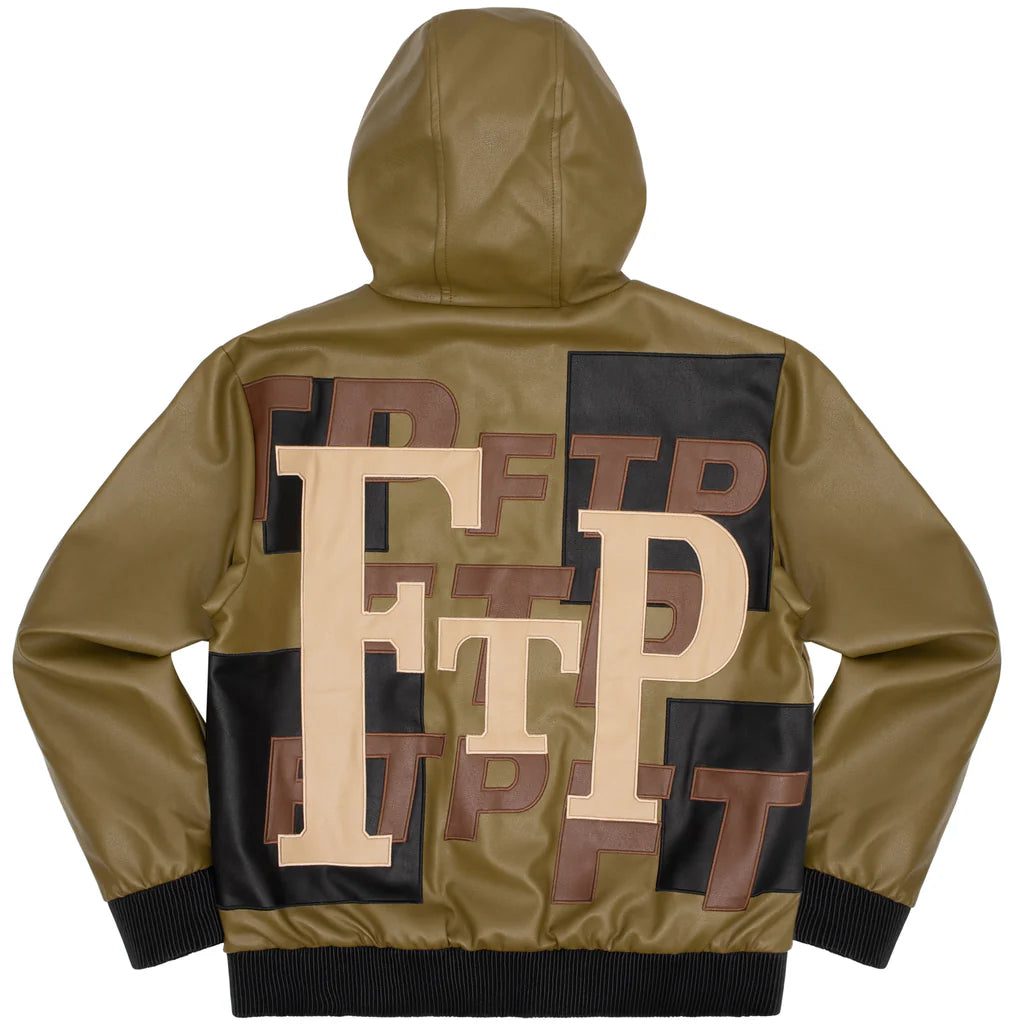 FTP Hell Leather Hooded Zip-up (Olive)